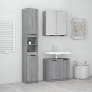 vidaXL Set dulapuri de baie, 3 piese, gri sonoma, lemn prelucrat