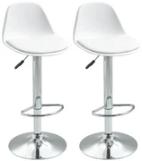 Set de 2 scaune de bar cu spatar si suport picioare, pivotante cu inaltime reglabila, 40x42x82-104cm, alb HOMCOM | Aosom Romania