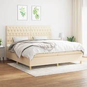 vidaXL Pat box spring cu saltea, crem, 200x200 cm, textil