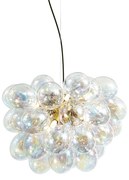 Lampa suspendată Art Deco aurie cu sticlă curcubeu 50cm 8 lumini - Uvas