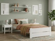 Pat de o persoana Culoare alb, IKAROS DOUBLE 90 x 200 cm Saltele: Fara saltea, Somiera pat: Cu lamele drepte