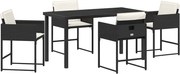 vidaXL Set de masă pentru grădină cu pernă 5 pcs Negru poliratan