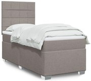 vidaXL Pat box spring cu saltea, gri taupe, 90x190 cm, textil