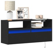 vidaXL Dulap TV de perete cu lumini LED negru 100x31x45 cm