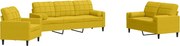 vidaXL Set de canapele cu perne/rulouri, 3 piese, galben, catifea