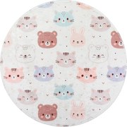 Covor pentru copii fildeș lavabil ø120 cm Cute Animals – Vitaus