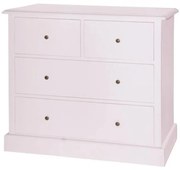Comoda roz, din lemn de pin, cu 4 sertare, aspect vintage, Country