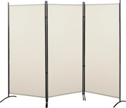 HOMCOM Paravan Decorativ Interior, 3 Panouri, Metal și Poliester, 253x50x182cm, Bej | Aosom Romania