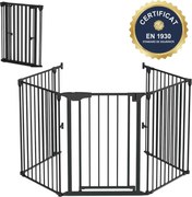Gard de siguranta pentru copii si animale Kidizi Arven, 5 panouri modulare pliabile, portita cu deschidere in ambele sensuri si autoinchidere, design flexibil
