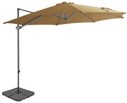 vidaXL Umbrelă de soare de grădină, bază portabilă, taupe
