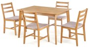 Set de sufragerie 1 + 4 CORDOBA, masa in decor stejar + scaune cu tapiterie bej