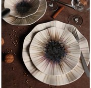 Set veselă 24 piese, porțelan, maro