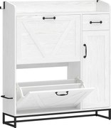 HOMCOM Pantofar îngust cu 2 sertare basculante și polițe reglabile pentru 12 perechi, pentru spații reduse, 106,7x26x116 cm, Alb | Aosom Romania