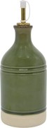 Olivieră din ceramică antichizată verde, pentru oțet , cu dozator metalic auriu, 23×8,5 cm, „Mireille"
