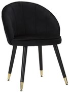 Scaun dining negru din metal si catifea, 57 x 58 x 80 cm, Loty Mauro Ferreti