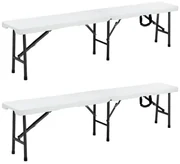 Deuba Set 2 banci rabatabile 180 cm - alb