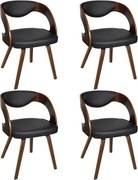 vidaXL Scaune de bucătărie 4 buc., maro, lemn curbat & piele ecologică