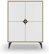 Dulap alb/în culoare naturală cu aspect de lemn de stejar 90x120 cm Nola – Marckeric