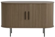 Comodă maro cu aspect de lemn de stejar cu ușă glisantă 120x76x45 cm Nola – Unique Furniture