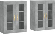 vidaXL Dulapuri de perete, 2 buc., gri beton, lemn prelucrat