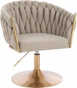 HR750N Scaun Latte Boucle cu Bază Aurie