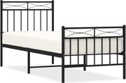 vidaXL Cadru pat metalic cu tăblii de cap/picioare, negru, 75x190 cm