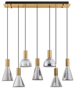 Lustra moderna cu 7 pendule LED, Metal, Sticla, Fumuriu, Voi