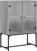 vidaXL Dulap lateral cu uși din sticlă, gri sonoma, 69x37x100 cm