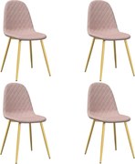 vidaXL Scaune de bucătărie, 4 buc., roz, catifea