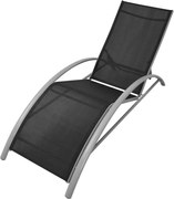 vidaXL Șezlong de plajă, negru, aluminiu