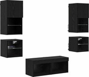 vidaXL Unități pentru Pereți de TV 8 pcs Stejar Negru Lemn compozit