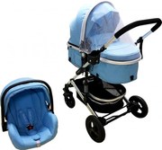 Carucior nou nascuti 3 in 1 Baby Care™ PRO 531 , Cadru Aluminiu, Amortizoare, Roti din cauciuc plin AVE, Landou, Scoica auto, Spatar reglabil 3