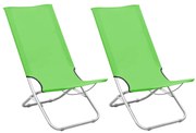 vidaXL Scaune de plajă pliante, 2 buc., verde, material textil