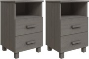 vidaXL Noptiere HAMAR, 2 buc, gri deschis, 40x35x62 cm, lemn masiv