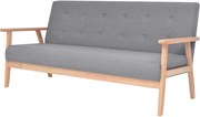 vidaXL Canapea cu 3 locuri, gri deschis, material textil