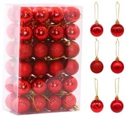 Set decoratiuni de Craciun REDBALL rosu, 48 buc