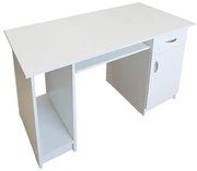 Birou Nero cu 1 usa si 1 sertar, Alb, 120 x 74 x 60 cm
