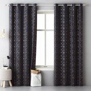 Draperie scandinavă gri închis, cu model auriu 140x250 cm