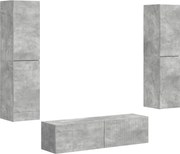 vidaXL Set comodă TV 6 pcs Gri din beton Lemn compozit