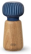 Râșniță pentru condimente din lemn de stejar cu detaliu din porțelan albastru închis Kähler Design Hammershoi, înălțime 13 cm