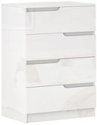 HOMCOM Comodă cu 4 Sertare Modernă și Minimalistă, Comodă din Pal Melaminat, 60x40x85 cm, Alb Lucios | Aosom Romania