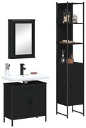 vidaXL Set mobilier de baie, 3 piese, negru, lemn compozit