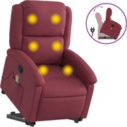 vidaXL Fotoliu rabatabil de masaj cu ridicare, roșu vin, textil