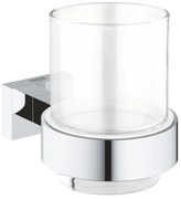 Suport periute de dinti Grohe Essentials Cube crom lucios - sticla transparenta