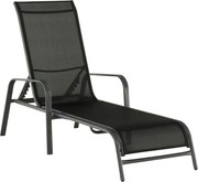 Sezlong gradina ATREO, negru/gri, material textil/metal, 64x161x48/100