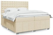 vidaXL Pat box spring cu saltea, crem, 200x200 cm, textil