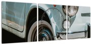Tablou - mașina retro Fiat (cu ceas) (90x30 cm)