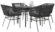 vidaXL Set de sufragerie de grădină 5 piese neagră Sticlă Poly Rattan