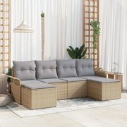 vidaXL Set de canapele pentru grădină cu pernă 6 pcs Bej Rattan poli