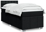 vidaXL Pat box spring cu saltea, negru, 90x190 cm, textil